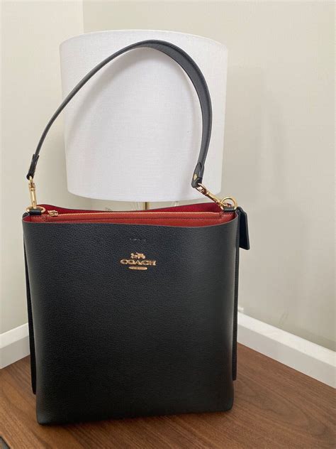 Coach Mollie Bucket Bag Black Leather Gem