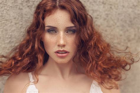 wallpaper face women redhead long hair singer black hair freckles nose michalina