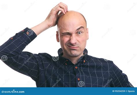 Confused Bald Guy Scratch His Head Stock Image Image Of Confused