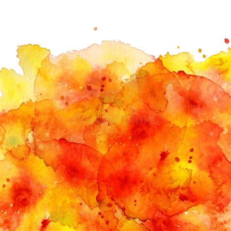 Watercolor Abstract Orange Splashes Background Stock Illustration