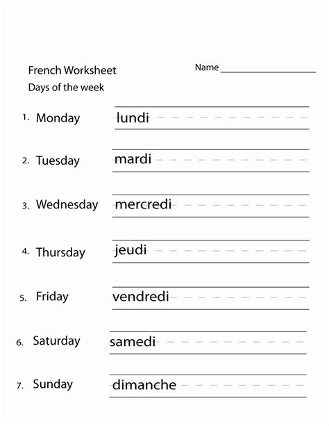 50 French Worksheet For Kids