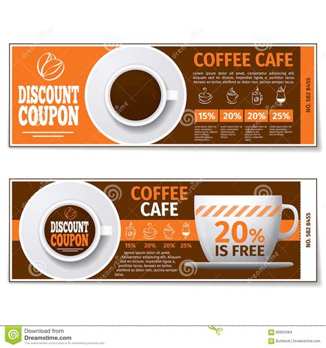 coffee discount coupon  gift voucher vector template
