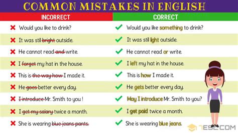 Grammatical Errors 170 Common Grammar Mistakes In English 7 E S L