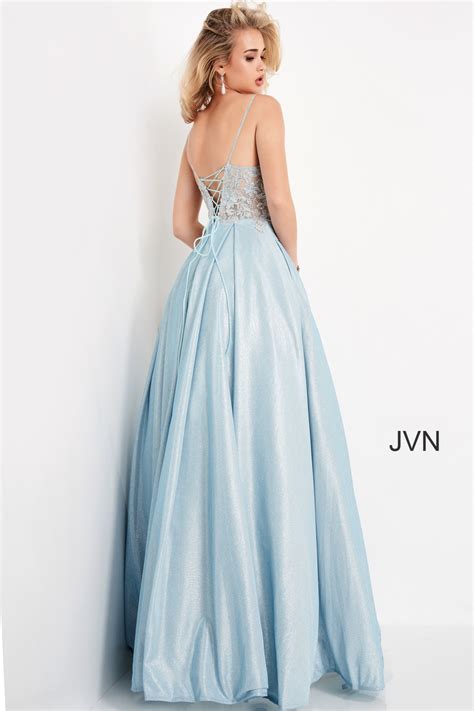 Jvn2206 Dress Nude Embroidered Floral Bodice Prom Ballgown