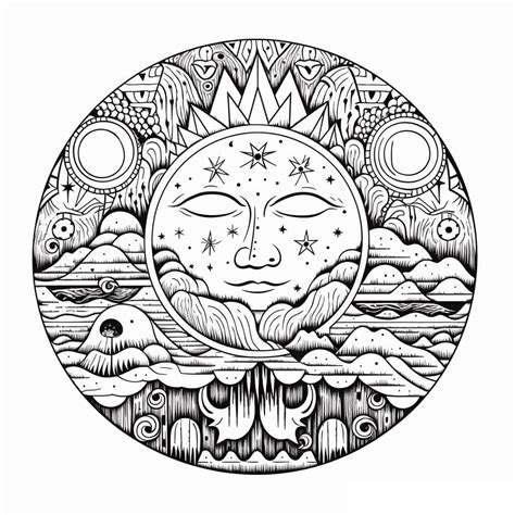 Mandala Full Moon Coloring Page Download Print Now