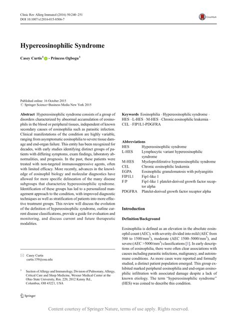 Hypereosinophilic Syndrome