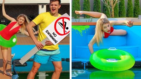 Funny Pool Pranks Couple Diy Prank And Girls Hacks Youtube