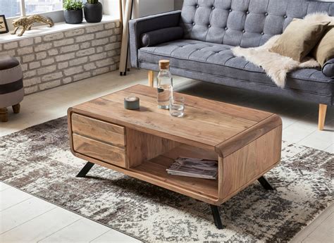 Heute zeige ich euch den 1. Couchtisch Massivholz Akazie Wohnzimmertisch 110 cm ...