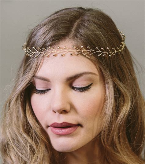 Woodland Bridal Circlet Simple Bridal Halo Crown Gold Or Etsy