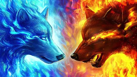 Water And Fire Wolf Live Wallpaper Wallpaperwaifu