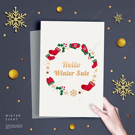 Golden Snowflake Christmas Card Winter Promotion Sns Template Download