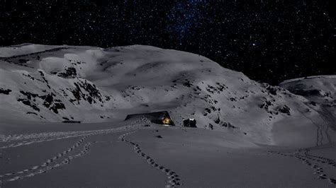 Download Wallpaper 1366x768 Night Snow Mountains