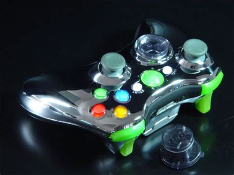 Xcm Chrome Shell Custom Kit For Xbox 360 Controllers With Green Add Ons