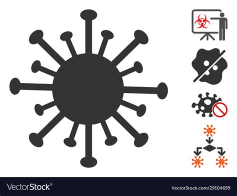 Flat Coronavirus Icon With Bonus Icons Royalty Free Vector
