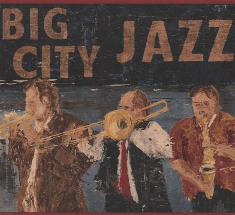Vintage Big City Jazz Band Brown Black Wallpaper Border Retro Design