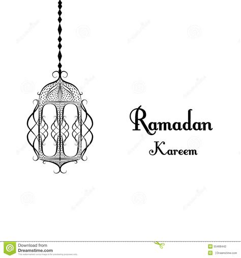 Black And White Traditional Lantern Of Ramadan- Ramadan Kareem