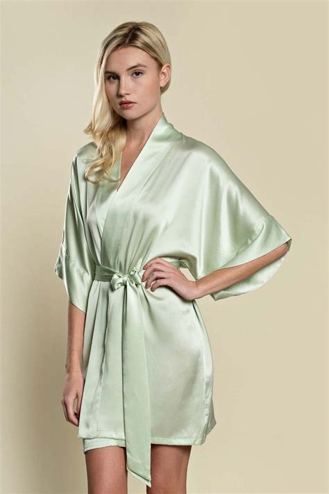 Image Of Samantha Bridal Silk Kimono Robe Bridesmaids Robes In Mint