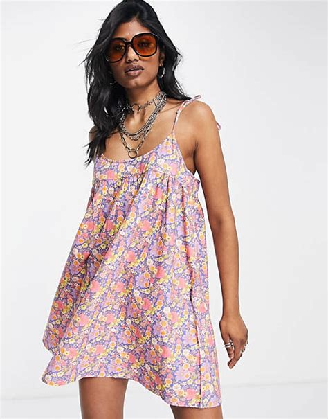 Topshop Ditsy Floral Print Beach Mini Dress In Multi Asos