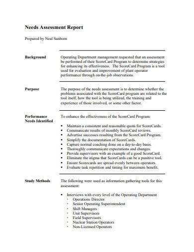Needs Assessment Report Examples Format How To Write Pdf