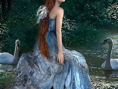 Lady And The Swans Water Fantasy Swan Girl Hd Wallpaper Peakpx