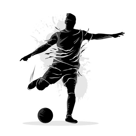 Abstract Silhouette Of A Soccer Player Kicking A Ball Vector