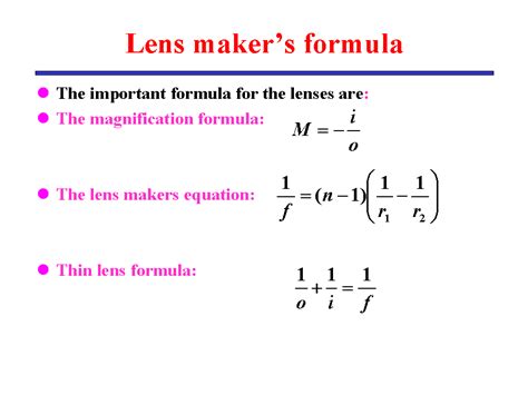 The thin lens equations are broadly applicable to all. Geometrical Optics