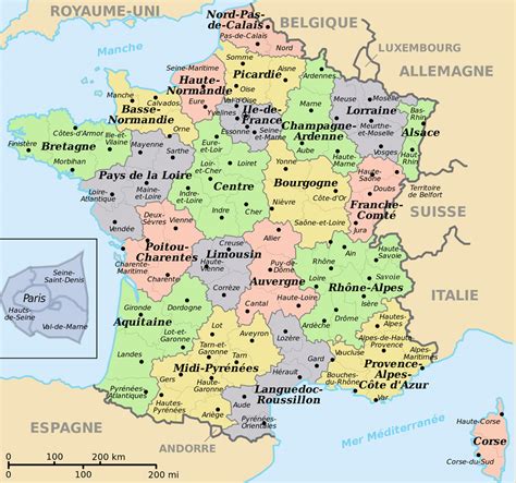 Carte de l'ensoleillement de la france. Carte de France départements villes et régions | Arts et ...
