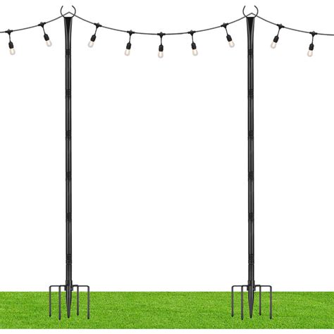 Suchtale String Light Poles With Hooks 85ft Outdoor String Light