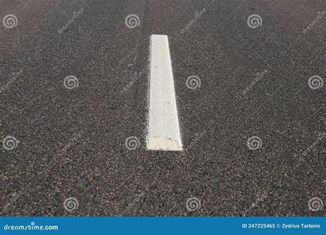 Asphalt Road With Single Solid White Line Road Marking Stock Image