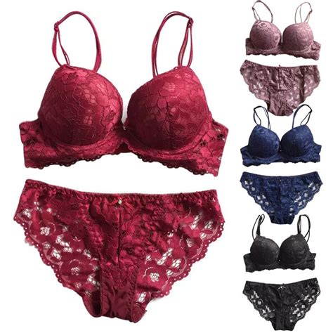 deep v neck thickening women s push up bra with underwear set sexy lace embroidery flower thin