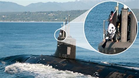 Us Navy Hunter Killer Submarine Returns Home With Jolly Roger Flag
