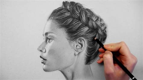 Timelapse Drawing Shading And Blending A Realistic Profile Portrait On Grey Paper Emmy
