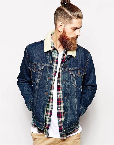 Levis Levis Denim Jacket Good Sherpa Trucker Dark Wash At Asos Levi