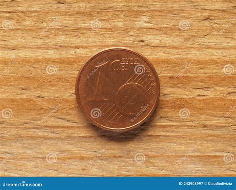 1 Cent Coin Common Side Currency Of Europe Stock Image Image Of Wood