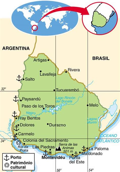 Limita al noreste con brasil —estado de río grande del sur—, al oeste y suroeste con argentina —provincias de entre ríos, corrientes. Uruguai, Geografia e História do Uruguai - Geografia Total™