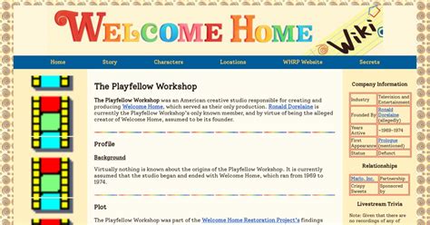 The Playfellow Workshop Welcome To Welcome Home