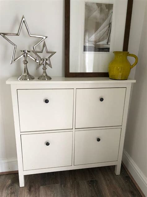 IKEA WHITE CONSOLE TABLE SHOE STORAGE HALLWAY SPACE SAVER ...
