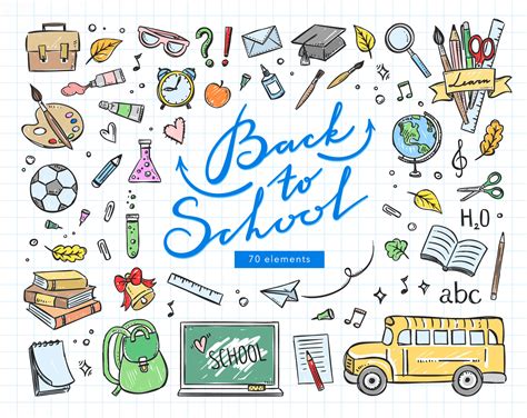 Back To School Clipart School Hand Drawn Clip Art School Etsy Uk