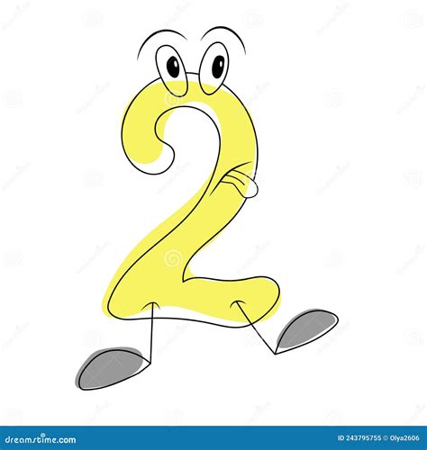 Cartoon Number Two Funny Numbers For Children S Design Visual