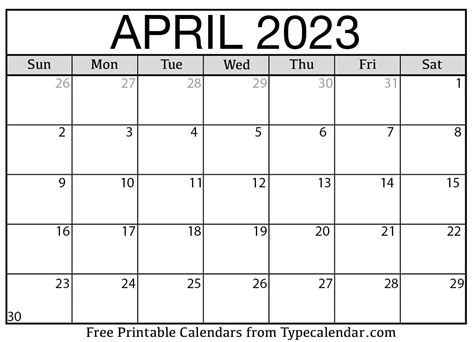 April 2023 Calendar April 2023 Free Printables