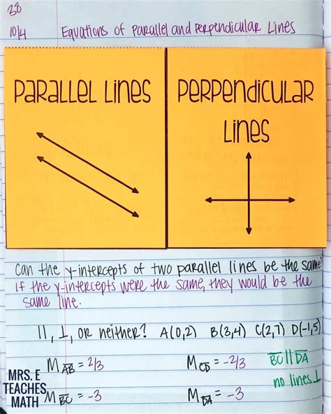 Parallel And Perpendicular Lines Worksheet Algebra 1