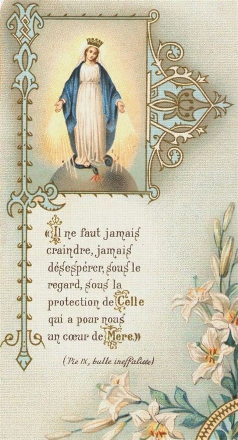 Pensée Une Prière Vers Marie Notre Mère Antique Holy Card Vintage