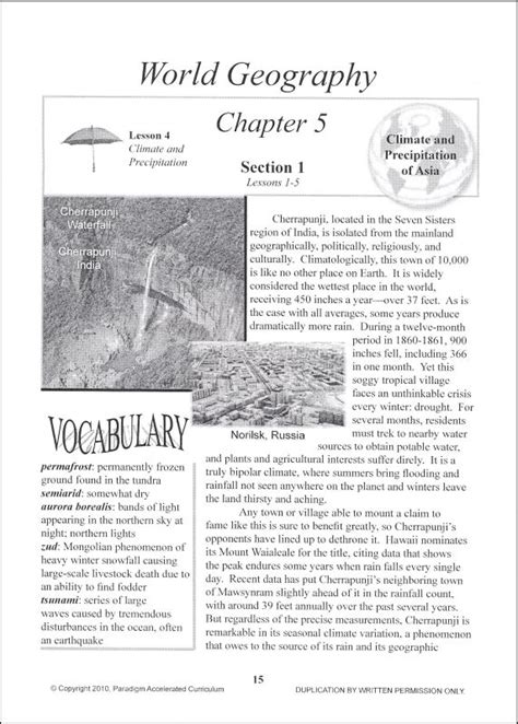 World Geography Chapter 5 Text Paradigm Accelerated Curriculum