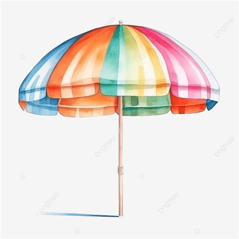 Watercolor Colorful Summer Beach Umbrella Relaxation Realistic