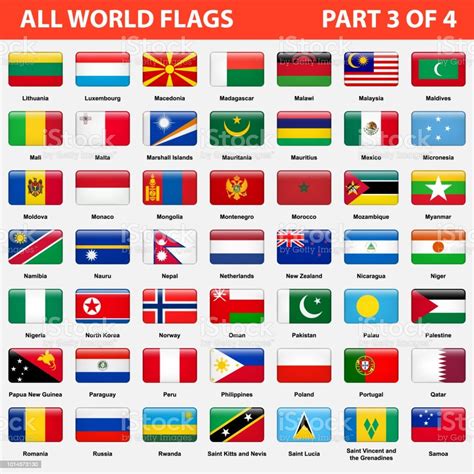 All World Flags In Alphabetical Order Part 3 Of 4 Stock Illustration