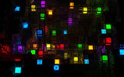 Abstract 3d Cg Digital Art Colors Cubes Square Shapes Pattern
