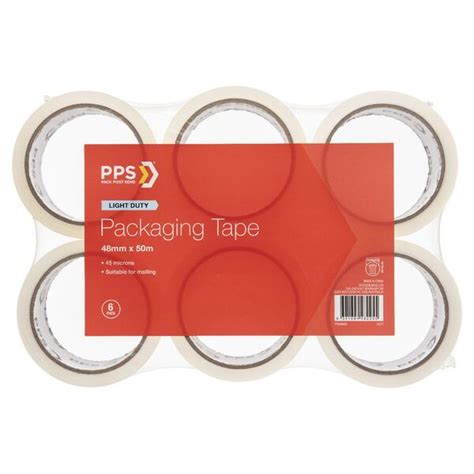 Pps 48mm X 50m Light Duty Packaging Tape Clear 6 Pack Officeworks