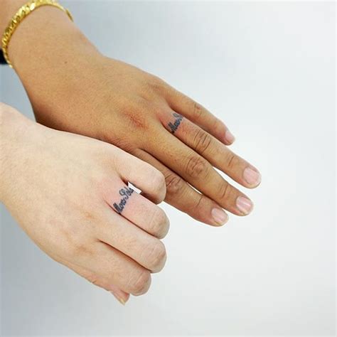 People wear their wedding finger on their left handed ring finger because its the only finger with a vein connecting to their heart( the finger that you would wear a wedding ring on. 50 Cool Wedding Ring Tattoos To Express Their Undying Love ...