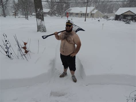 Psbattle Fat Guy Shoveling Snow Without A Shirt Photoshopbattles