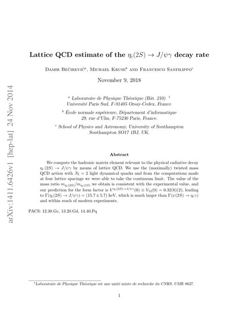 Pdf Lattice Qcd Estimate Of The Eta C 2sto Jpsigamma Decay Rate